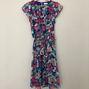 Calvin Klein Floral Waist Tie Dress